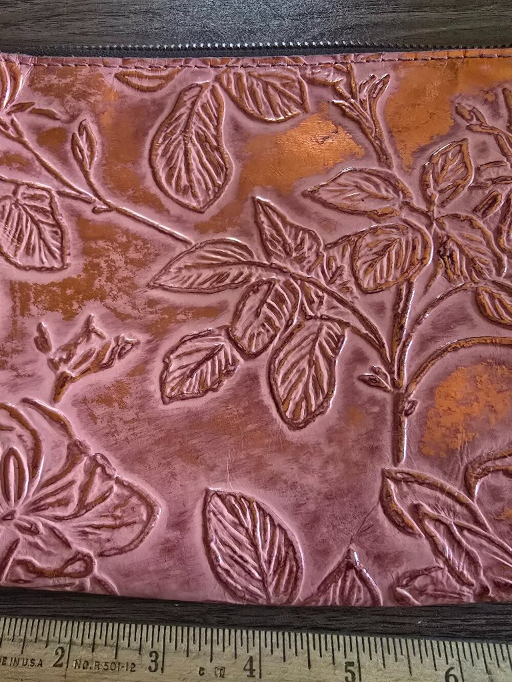 Patricia Nash Burnt Orange Leather Cosmetic Bag with Wristlet